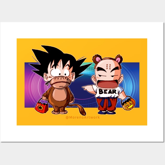 Dragon Ball Halloween (Kid Goku, Krillin) ドラゴンボール Wall Art by MorenoArtwork